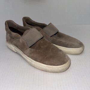 Vince. Shoes Womens 8.5 Taupe Suede Slip-On Sneakers With Elastic Band